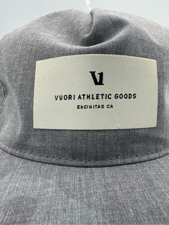 Vuori Accessories - Vuori Gray Five-Panel Adjustable Cap/ Front Patch with faint camo design on brim